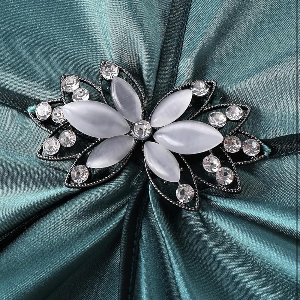 Elegant Teal Midi Dress with Embellished Detail - Picture 6 of 6